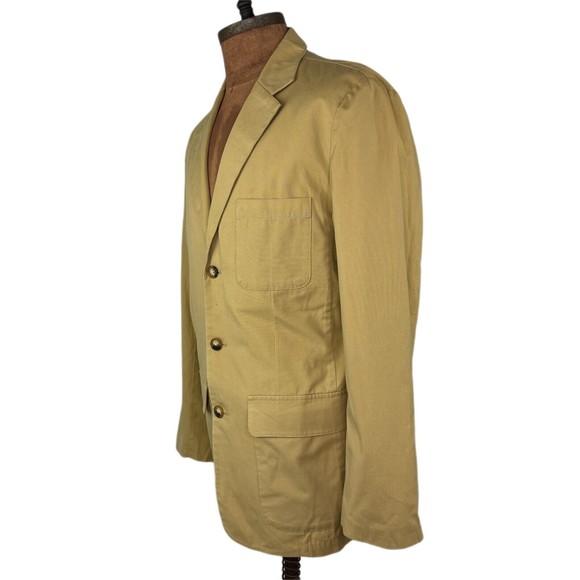 Orvis Mens 40R Blazer Jacket 3 Buttons Tan 100% Cotton Vintage Multi Pockets - Picture 2 of 6